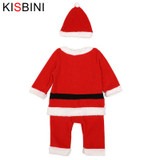 KISBINI Christmas Baby Girls Dress Clothes Hat New Year Costume Fashion Santa Claus Baby Clothes Newborn Girls Baby Boy Clothes