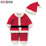 KISBINI Christmas Baby Girls Dress Clothes Hat New Year Costume Fashion Santa Claus Baby Clothes Newborn Girls Baby Boy Clothes