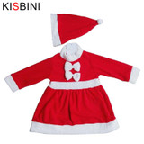 KISBINI Christmas Baby Girls Dress Clothes Hat New Year Costume Fashion Santa Claus Baby Clothes Newborn Girls Baby Boy Clothes