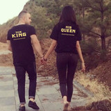 KING QUEEN Letters Printed Couples T-Shirt Tees Women Men Hipster Summer Fashion Lovers Tees Tops T shirt XXL NQ985369