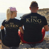 KING QUEEN Letters Printed Couples T-Shirt Tees Women Men Hipster Summer Fashion Lovers Tees Tops T shirt XXL NQ985369