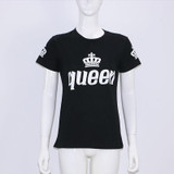 King Queen Lovers Tee T Shirt Imperial Crown Printing Couple Clothes lovers Tee Shirt Femme Summer 2018 News Casual O-neck Tops
