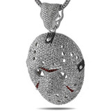 King Ice Silver Plated Jason Mask CZ Pendant