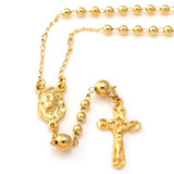 King Ice 14K Gold Rosary Crucifix Cross Necklace