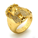 King Ice 14K Gold Jesus CZ Ring