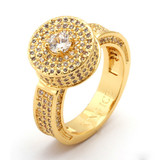 King Ice 14K Gold Button CZ Ring