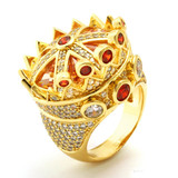 King Ice 14K Gold CZ Crown Ring