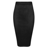 KIGO Autumn Women Suede Pencil Skirt High Waist Bodycon Midi Skirt Back Split Vintage Wine Red Elegant Women Skirt KK2966H