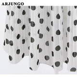 ARJUNGO 2018 Summer skirts pleated Polka Dot Chiffon women Skirt all match Waist Fold slim Skirts Women Midi Skirt big size