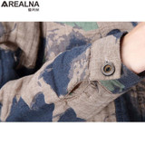 AREALNA Autumn New Fashion Floral Print Cotton Linen Blouses Casual Long Sleeve Shirt Women Plus Size Women Top With Pockets XXL