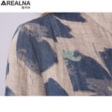 AREALNA Autumn New Fashion Floral Print Cotton Linen Blouses Casual Long Sleeve Shirt Women Plus Size Women Top With Pockets XXL