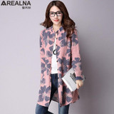 AREALNA Autumn New Fashion Floral Print Cotton Linen Blouses Casual Long Sleeve Shirt Women Plus Size Women Top With Pockets XXL