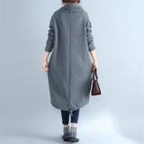 ARCSINX Plus Size Women BTS 2017 Autumn Winter Fleece Warm Women Hoodies Oversized Turtleneck Black Femlae Long Sweatshirts