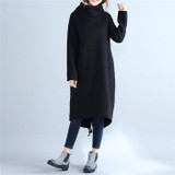 ARCSINX Plus Size Women BTS 2017 Autumn Winter Fleece Warm Women Hoodies Oversized Turtleneck Black Femlae Long Sweatshirts
