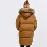 Arbitmatch Womens Down Jackets Loose Large Real Racoon Fur Down Coats Women Parkas Hood Female Duck Down Parka ong Warm Outwear