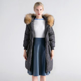 Arbitmatch Women Down Coats Fashion Large Natural Real Raccoon Fur Parka Jackets Women Down Coats Long Warm Thick Outwear Female
