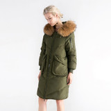 Arbitmatch Women Down Coats Fashion Large Natural Real Raccoon Fur Parka Jackets Women Down Coats Long Warm Thick Outwear Female