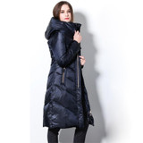 Arbitmatch NewLadies Long Winter Warm Coat Women Luxurious Zipper Duck Down Coat Women's Hooded Quilt Parka Female Down Jackets