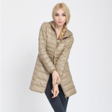 Arbitmatch Down Parka Famous Brand Designer Winter Jacket Women Long White Duck Down Jacket Outwear Ultralight Hooded Thin Coat