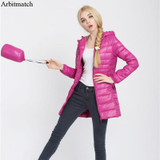Arbitmatch Down Parka Famous Brand Designer Winter Jacket Women Long White Duck Down Jacket Outwear Ultralight Hooded Thin Coat