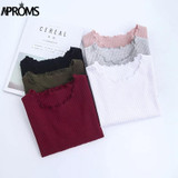Aproms Women Sweet Knitted Short Sleeve T-Shirt 2018 Basic Crop Top Tee Casual White Stretch T Shirt Female Fashion Summer Top