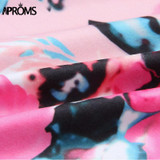 Aproms Sweet Floral Print Long Maxi Dress Women Fashion 2018 Short Sleeve Festival Party Dresses Female Tunic Dress Plus Size