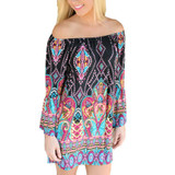 Aproms Boho Elegant Women Summer Dress High Street 2018 Off Shoulder Tunic Dresses Sundress European Sexy Vestidos Mujer