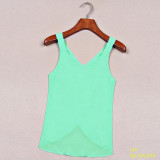 Free Shipping 2017 Summer Women Blouses Candy Color Casual Lady Shirts Sexy Backless Strap Chiffon Blouse Tops ladies' Vest
