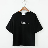 Free Shipping 2017 Summer Style Women's T Shirt Women Tops Loose Embroidered Letters Cotton Short Sleeve T-shirt Female T Shirts