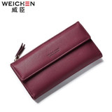Free shipping 2017 new fashion women wallets brand long wallet Korea style PU leather solid color high quality change purse