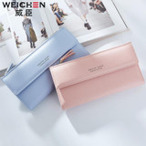 Free shipping 2017 new fashion women wallets brand long wallet Korea style PU leather solid color high quality change purse