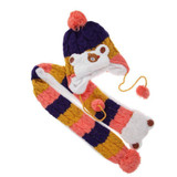 Baby Cute Bear Design Toddler Girls Boys Winter Warm Cartoon Hat Hooded Scarf Earflap Knitted Cap
