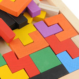 Baby Creative Educational Toy Wooden Tetris Blocks Tangram Building Montessori Wooden Block Intelligence Development Toys