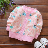 Baby Coat 2017 Autumn Girls Warm Sweater Coat Cartoon Velvet Cardigan