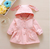 Baby clothing spring and autumn outerwear baby girl bow long-sleeve cotton trench baby cardigan fashion style baby coat