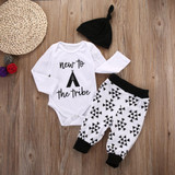 Baby Clothing Newborn Baby Girl Floral Clothes Jumpsuit Romper +Black Rose Pants Headband Outfit