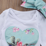 Baby Clothing 3pcs Newborn Kid Baby Girl Floral Clothes Romper +Pants +Headband Outfits Clothing Set