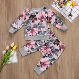 Baby Clothing 2pcs Newborn Baby Girls Clothes Coats T-shirt Tops+Floral Pants Outfits Set
