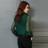 2017 Yarn Chiffon Blouse Shirt Women's Clothing 5 Colors Solid Shirt Women Blouse Long Sleeve Shirt Tops Bottoming Brand Sexy