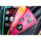 2017 Spring Leather Jacket Women Letter Print Graffiti Rivets Street Coats Epaulets Biker Motorcycle Cazadora Cuero Mujer BY6025