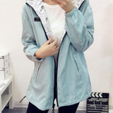 2017 Spring Fashion women Bomber Basic Jacket Pocket Zipper hooded two side wear Cartoon print outwear loose plus size