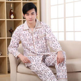 2017 Spring Fall Winter Men 100% Cotton Pajamas Set of Sleepcoat &amp; Trousers Adult Casual Sleepwear &amp; Nightclothes Plus Size 4XL