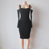 2017 Spring Dress Women Sexy Club Dresses Fashion Solid Gray and Black Bandage Hollow out Sheath Dresses Women Dresses Vestidos