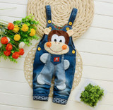 2017 Spring Cartoon cowboy Baby Belt pants cute Baby Boy Girl Boy pant High Quality Denim Overalls Infant Clothing Baby Clothes