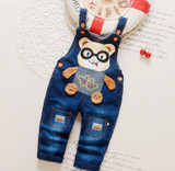 2017 Spring Cartoon cowboy Baby Belt pants cute Baby Boy Girl Boy pant High Quality Denim Overalls Infant Clothing Baby Clothes
