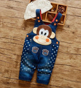 2017 Spring Cartoon cowboy Baby Belt pants cute Baby Boy Girl Boy pant High Quality Denim Overalls Infant Clothing Baby Clothes
