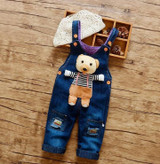 2017 Spring Cartoon cowboy Baby Belt pants cute Baby Boy Girl Boy pant High Quality Denim Overalls Infant Clothing Baby Clothes