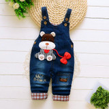 2017 Spring Cartoon cowboy Baby Belt pants cute Baby Boy Girl Boy pant High Quality Denim Overalls Infant Clothing Baby Clothes