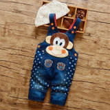 2017 Spring Cartoon cowboy Baby Belt pants cute Baby Boy Girl Boy pant High Quality Denim Overalls Infant Clothing Baby Clothes