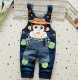 2017 Spring Cartoon cowboy Baby Belt pants cute Baby Boy Girl Boy pant High Quality Denim Overalls Infant Clothing Baby Clothes